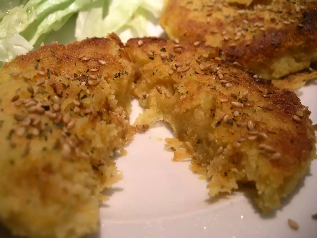 Hamburguesas de polenta, garbanzos y zanahoria