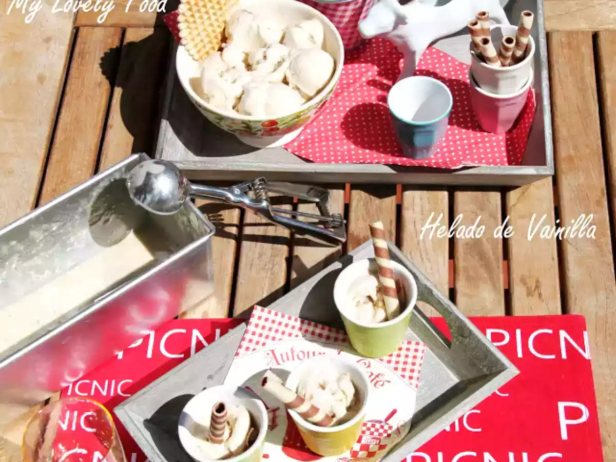 Helado casero de vainilla y nueces de macadamia