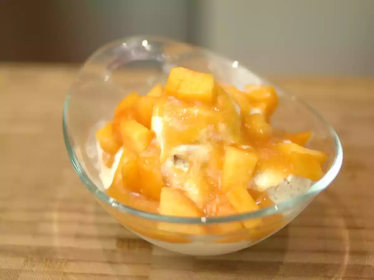 Helado casero de yogur y melocotón, FitKen