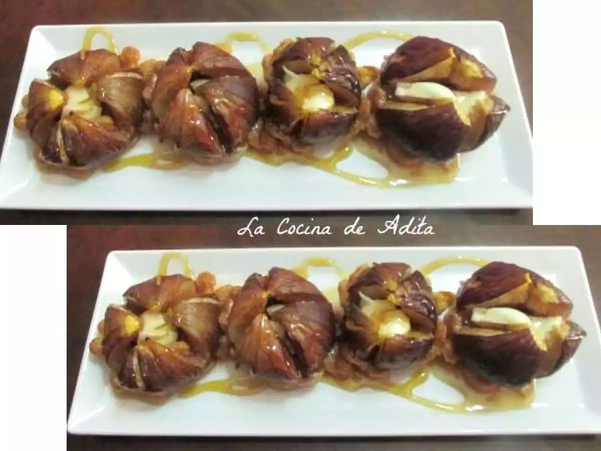 Higos rellenos de queso con miel