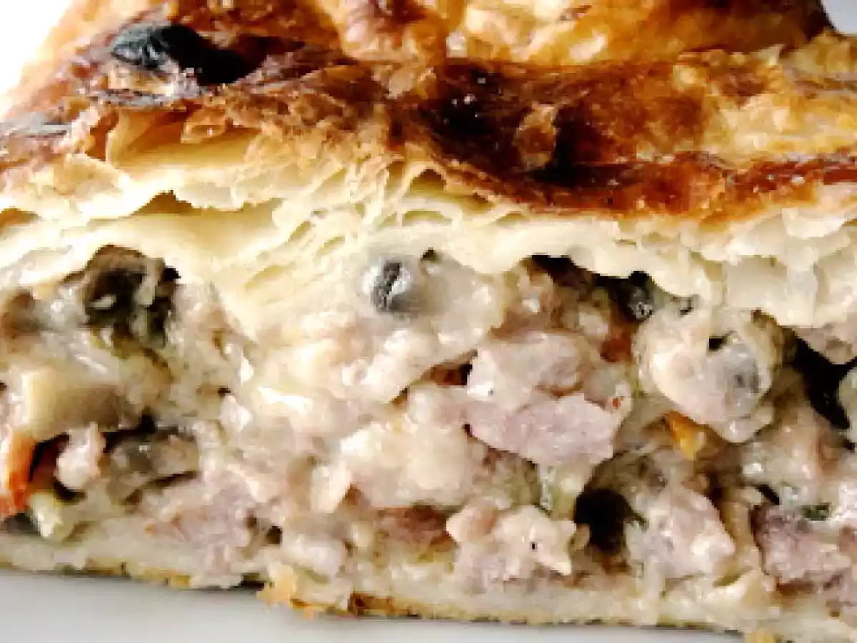 Hojaldre de butifarra fresca, champiñones y tomates secos - foto 2