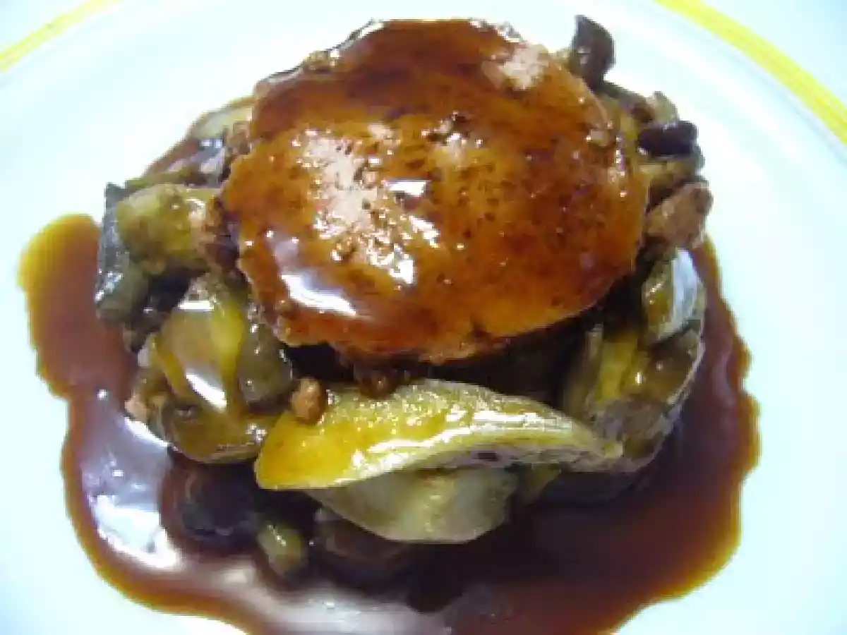 Hongos con foie con reducción Pedro Ximenez
