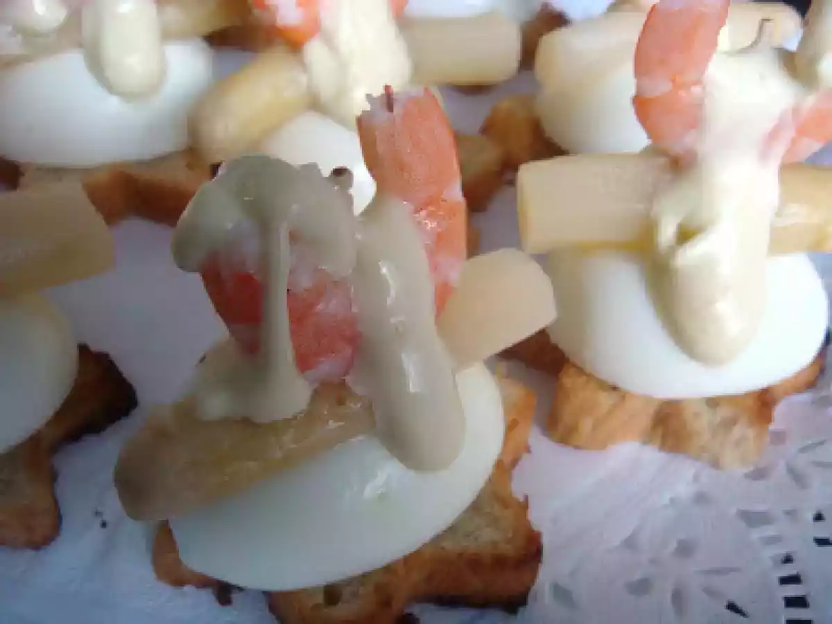 Huevo cocido con Gamba