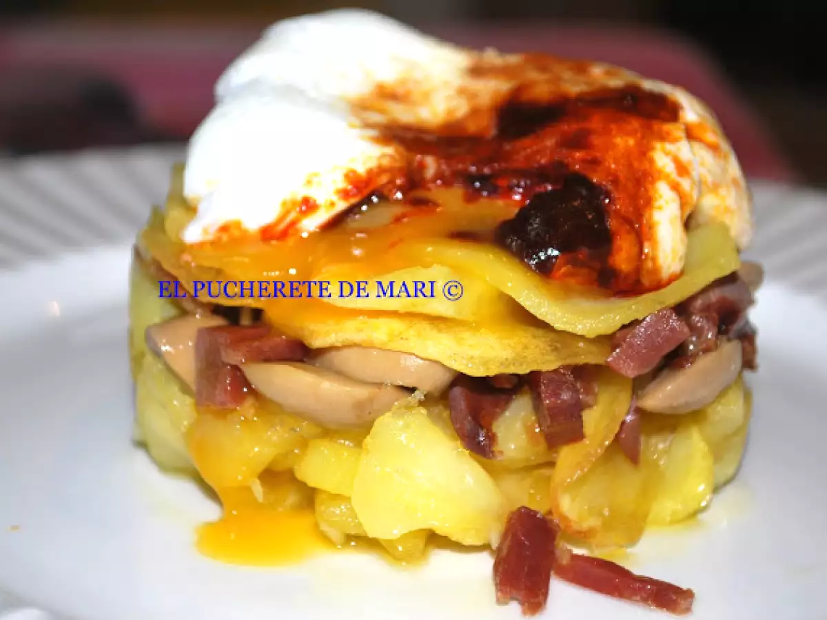 Huevo poché con pimentón de la vera y patatas panaderas - foto 2