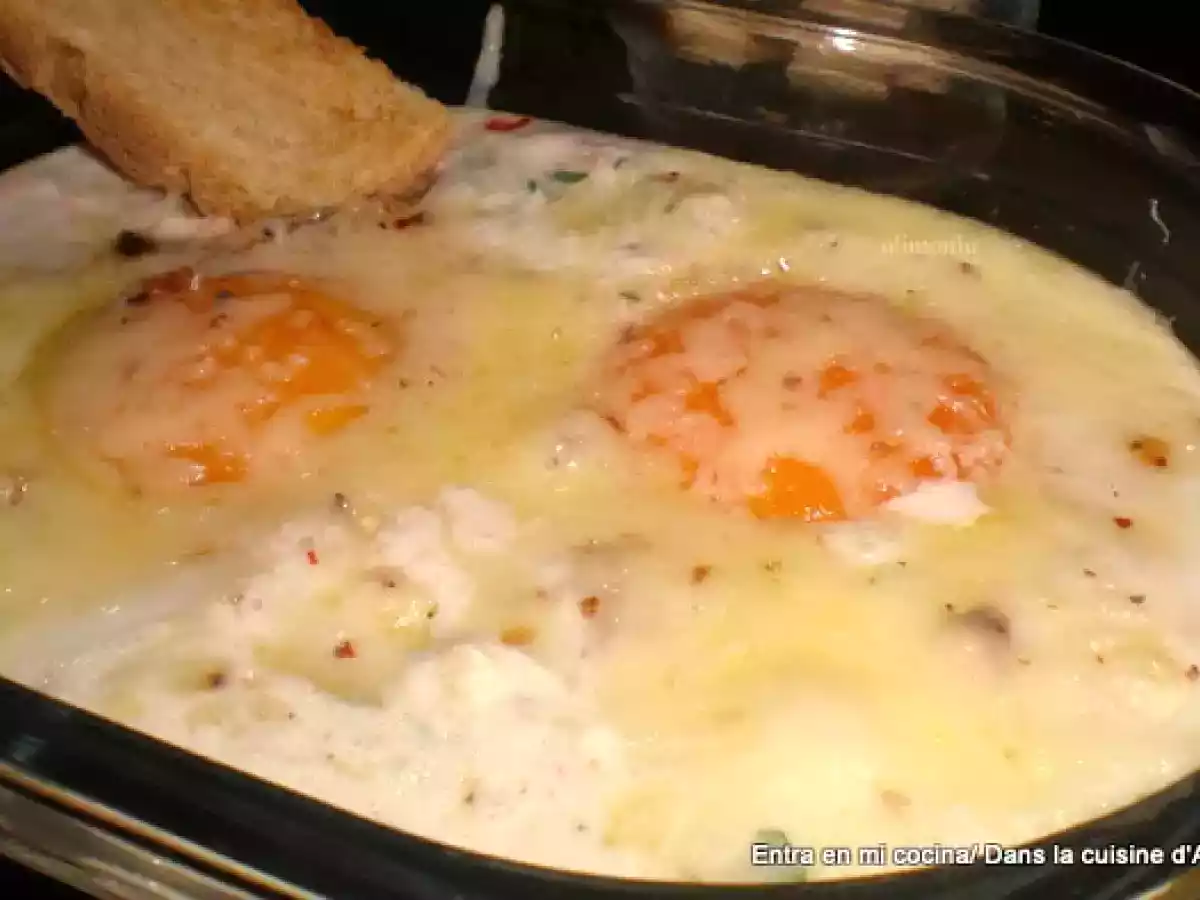 Huevos cocotte al queso Brie/ Oeufs cocotte au fromage Brie - foto 2