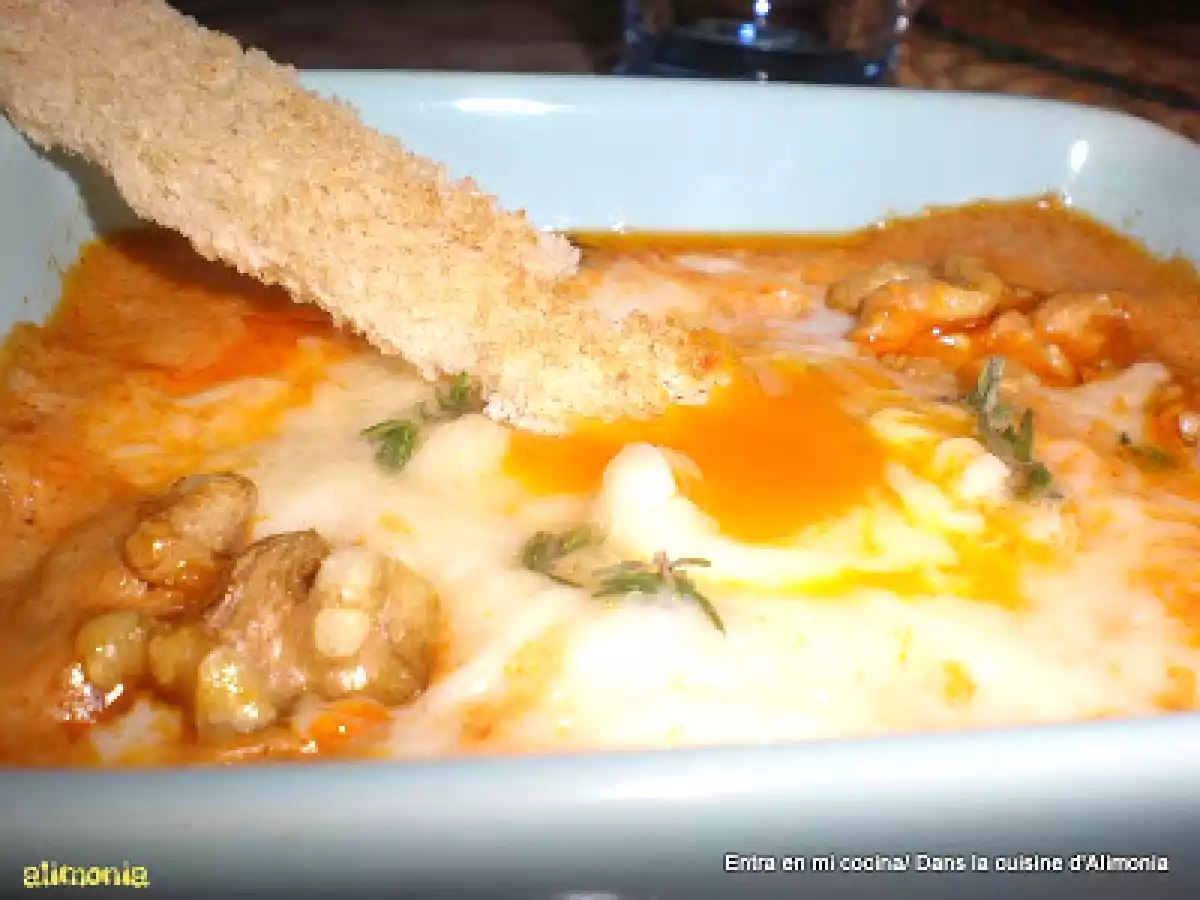 Huevos Cocotte Richelieu con nueces / Oeufs cocotte Richelieu aux noix