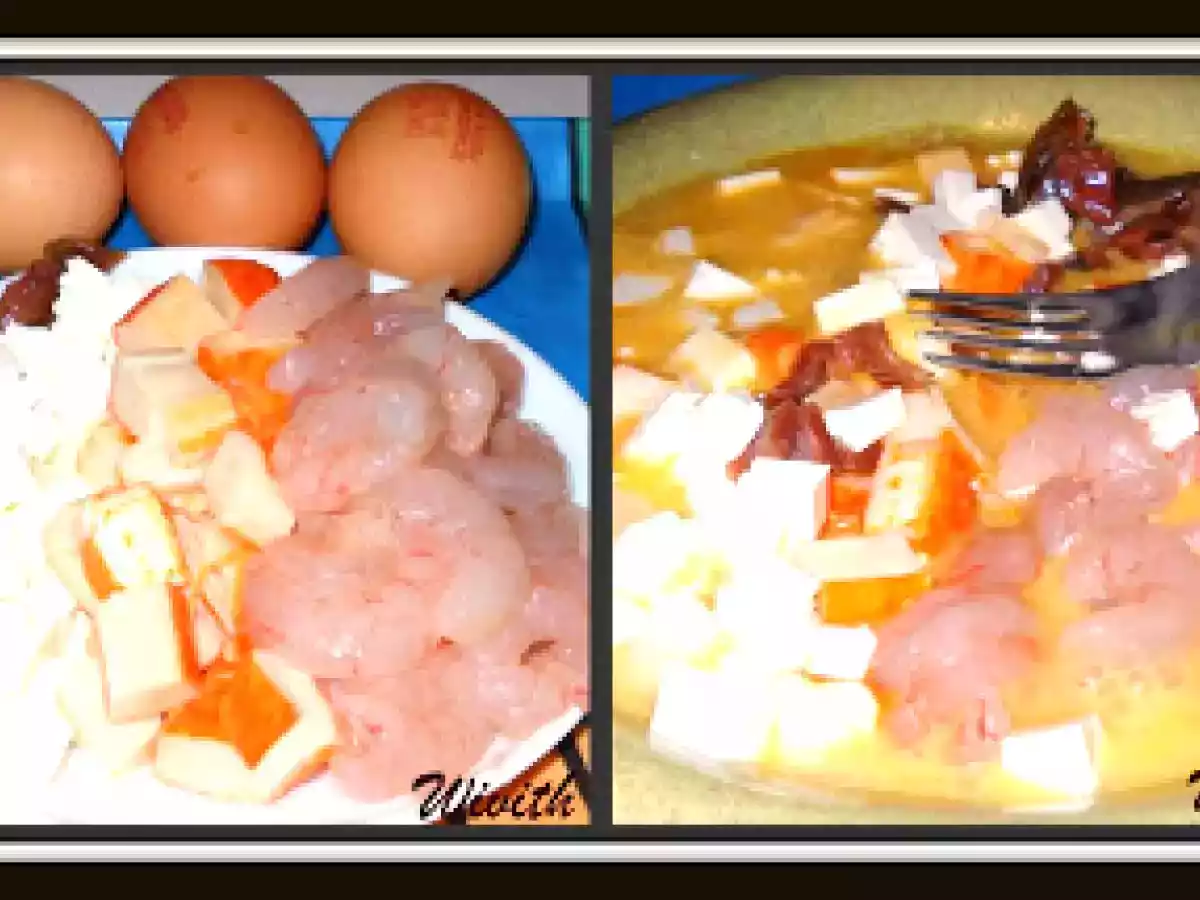 Huevos con queso, surimi, gambas, anchoas y brotes de soja - foto 2