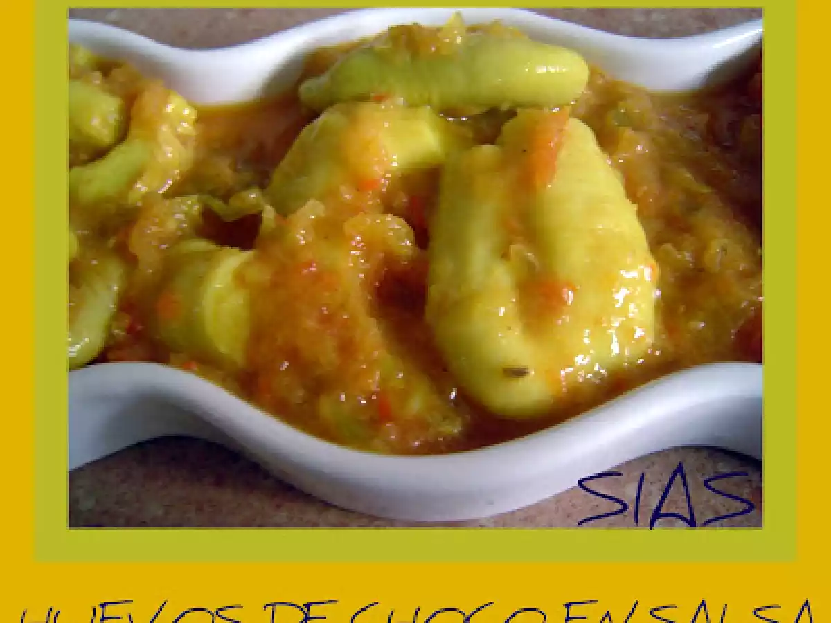 Huevos de choco en salsa