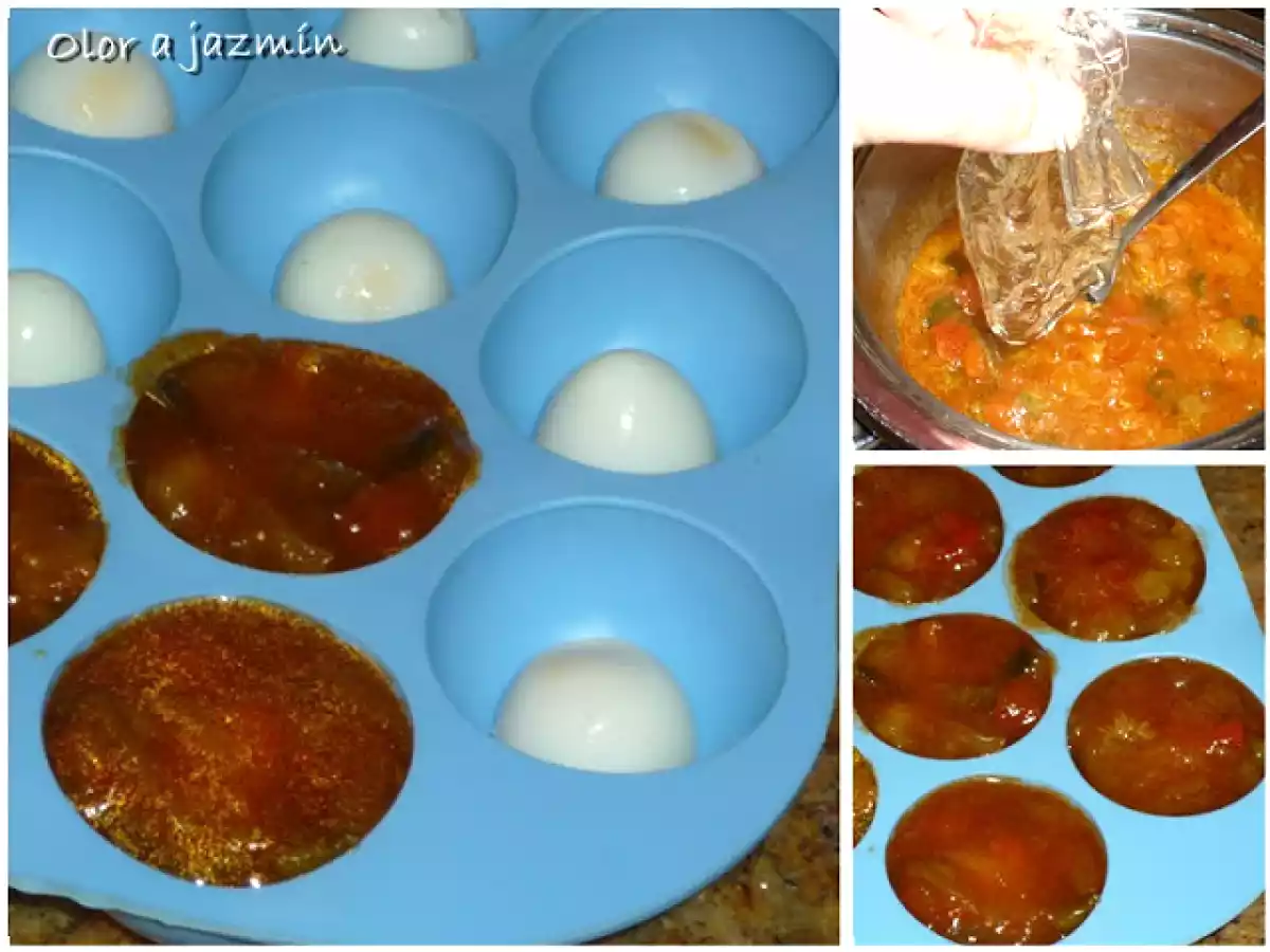 Huevos de codorniz y pisto en gelatina - foto 2