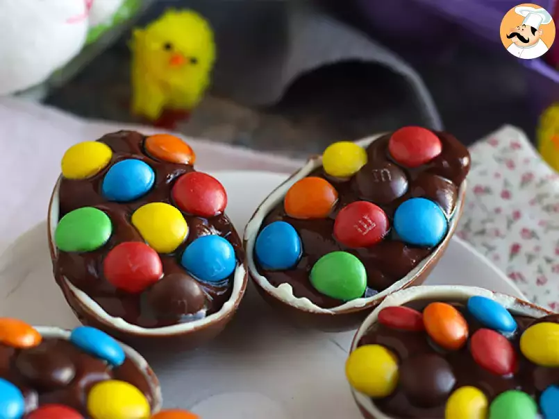 Huevos de Pascua rellenos de crema de chocolate y M&M's - foto 4