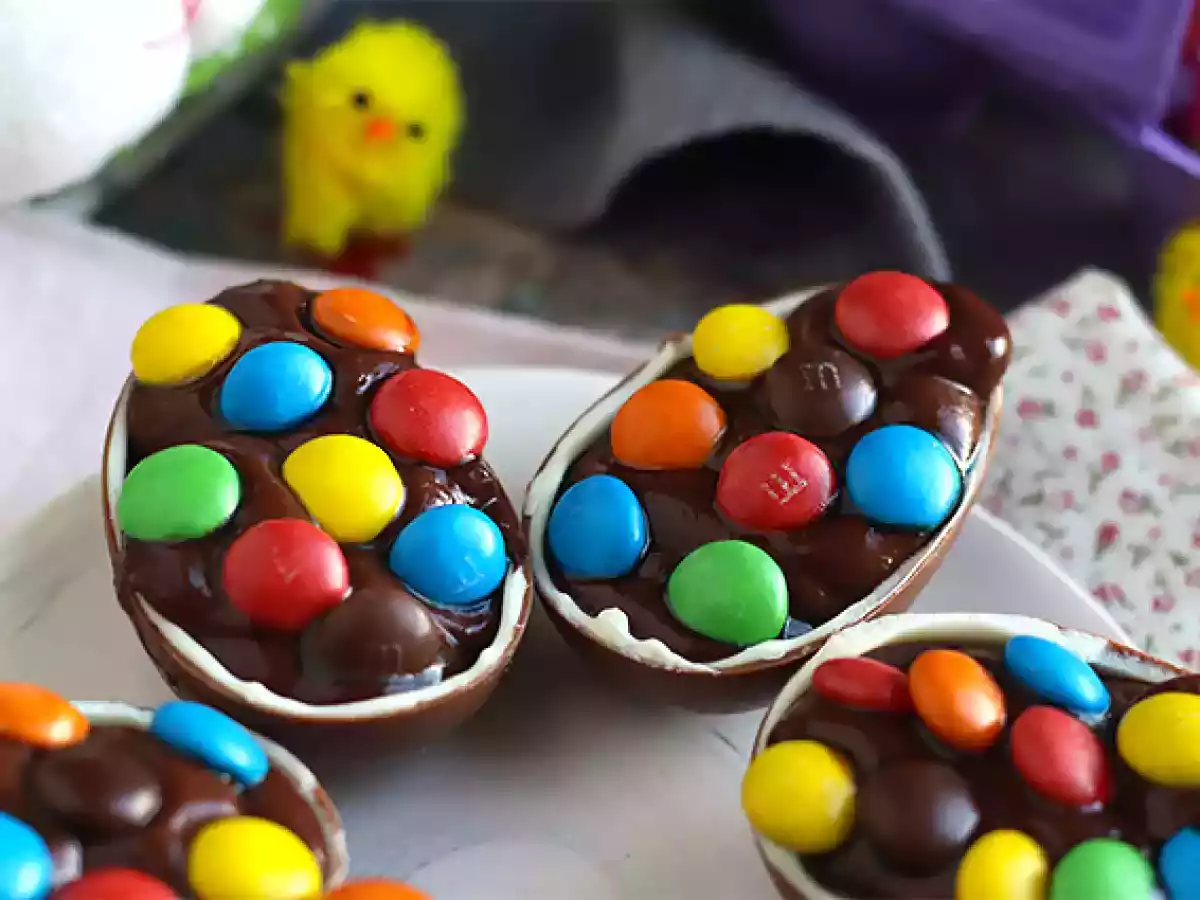 Huevos de Pascua rellenos de crema de chocolate y M&M's - foto 4