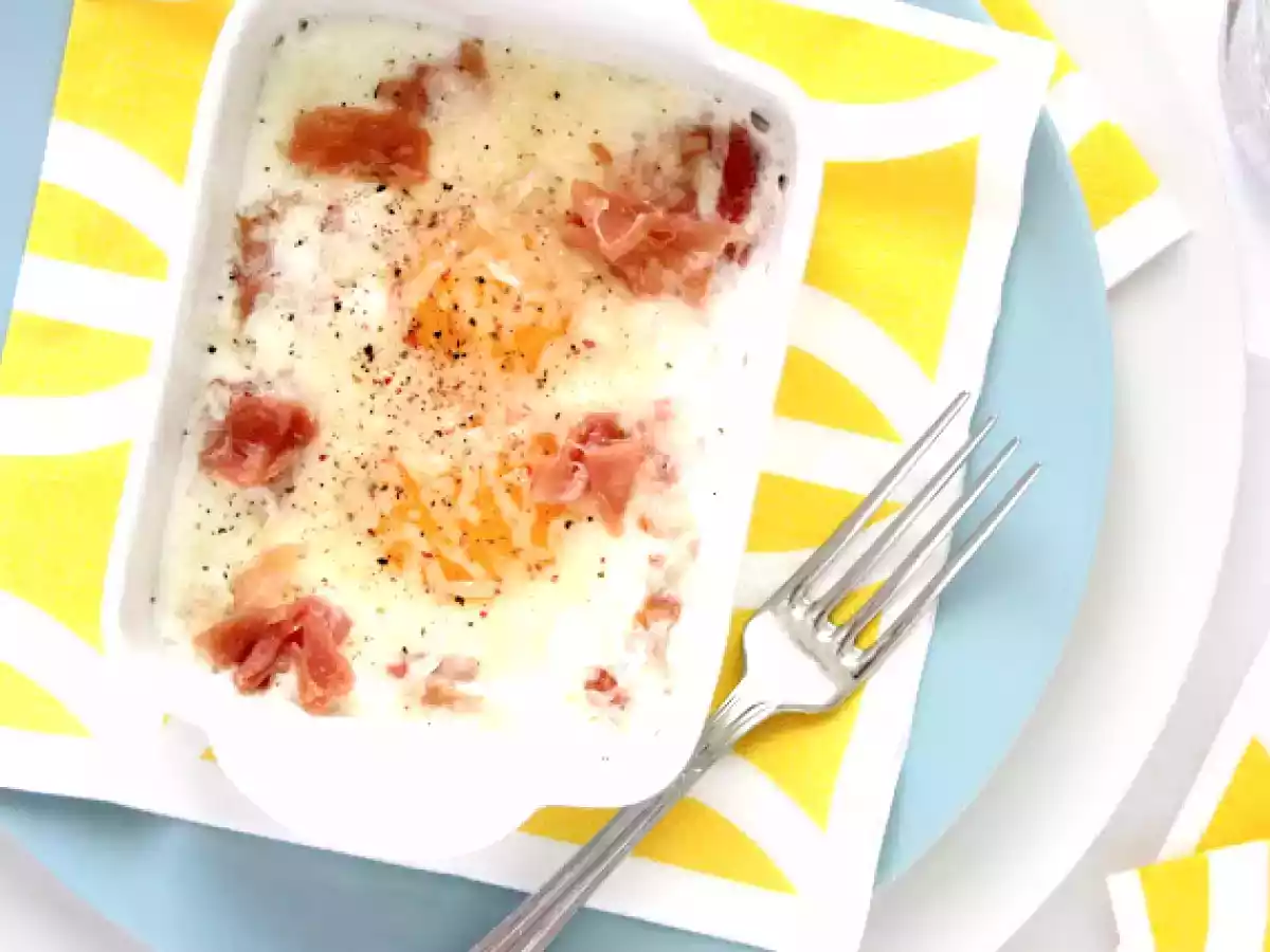 Huevos en cocotte con parmesano y jamón - foto 2