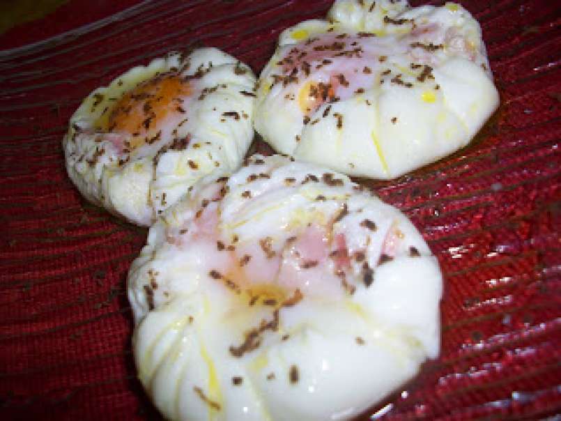 Huevos poché con jamón ibérico y trufa blanca en Thermomix