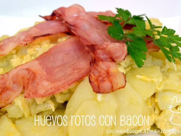 Huevos Rotos con Bacon con Thermomix