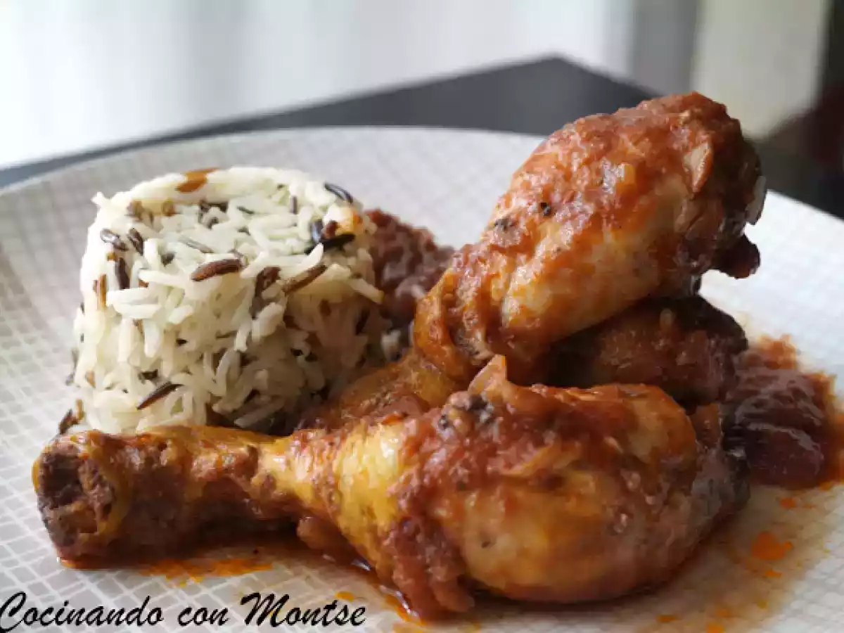 Jamoncitos de pollo al vino tinto sencillo