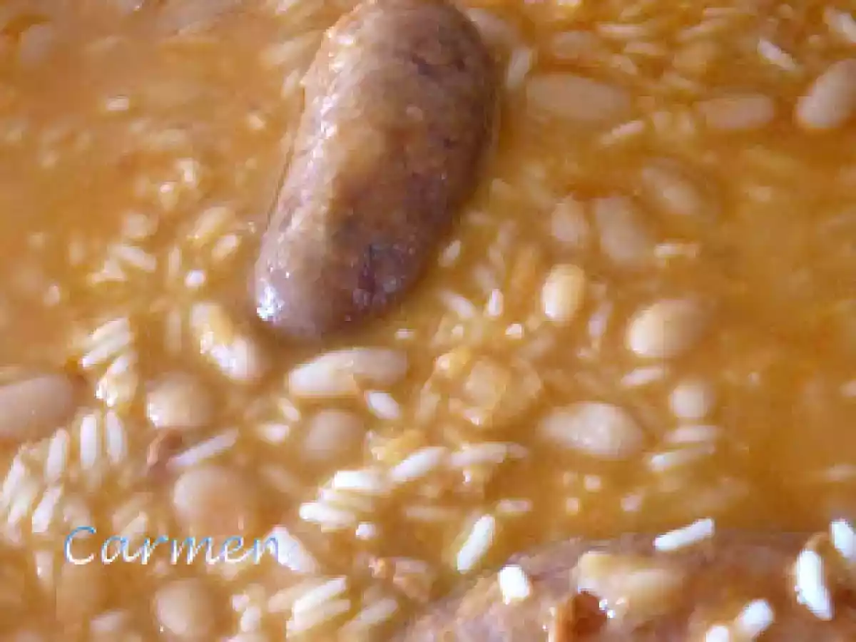 Judias blancas con arroz y col