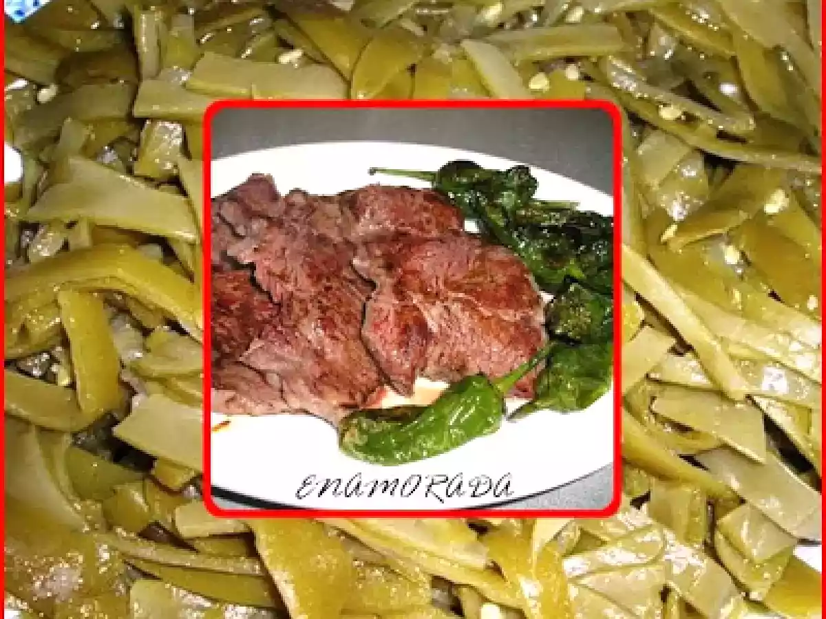 Judías verdes con solomillo a la plancha
