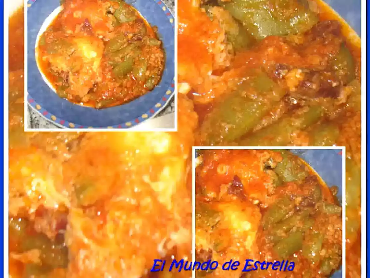 Judias verdes planas con tomate y huevo
