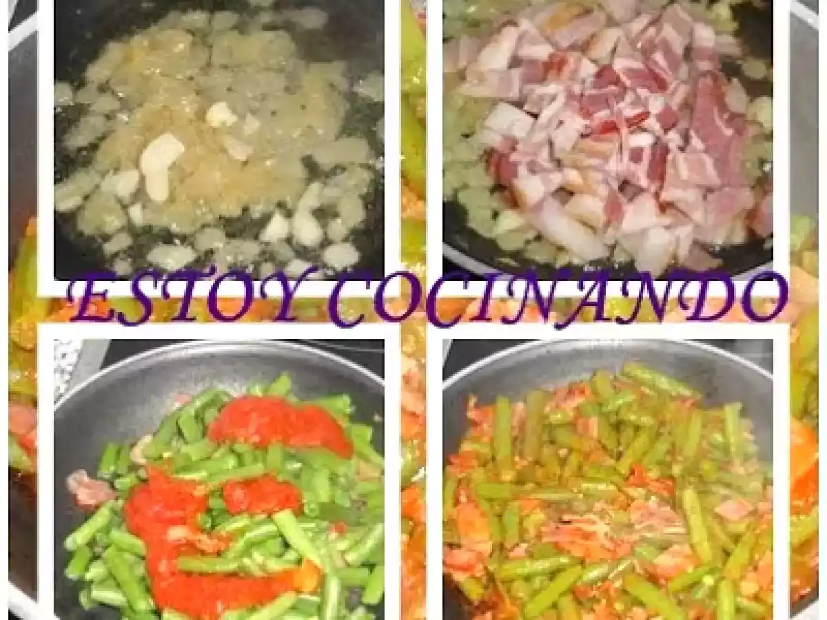 Judías verdes y bacon con huevo poché - foto 2