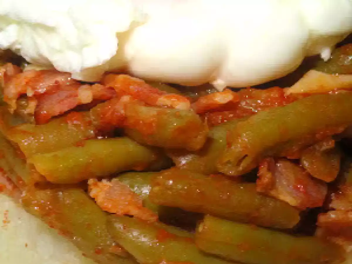 Judías verdes y bacon con huevo poché - foto 4