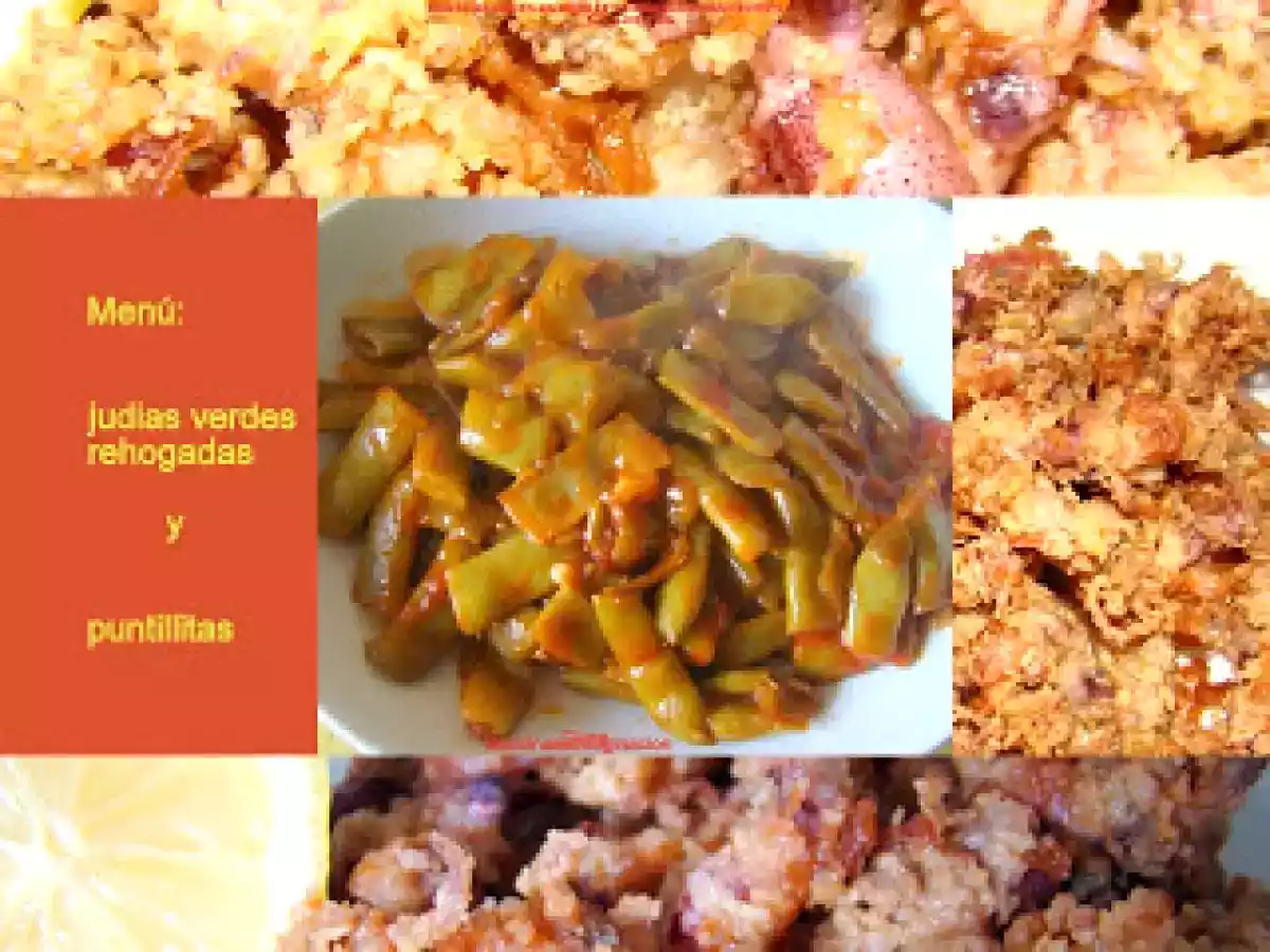 Judias verdes y chipirones. Menú rápido