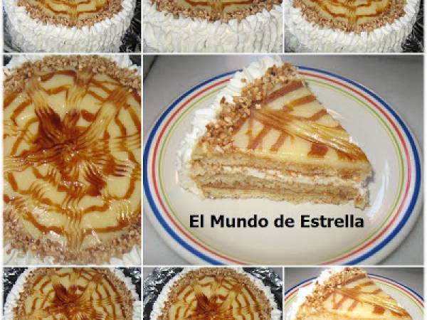 La tarta de mi santo -TARTA DE NATA Y YEMA CON ALMENDRAS-