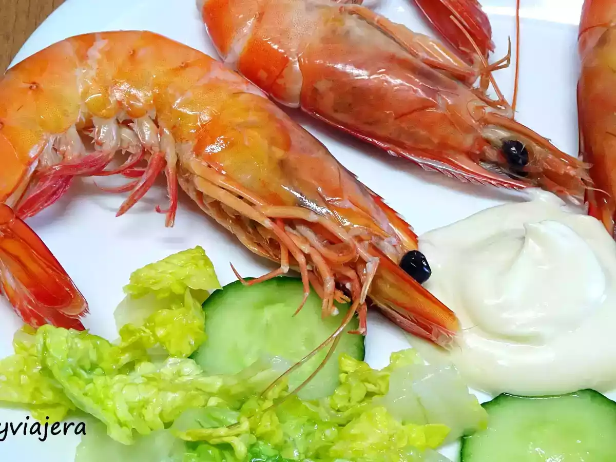 Langostinos cocidos paso a paso