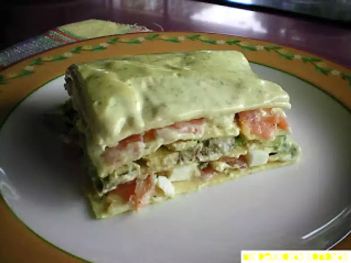 Lasagna fría de salmón y aguacate