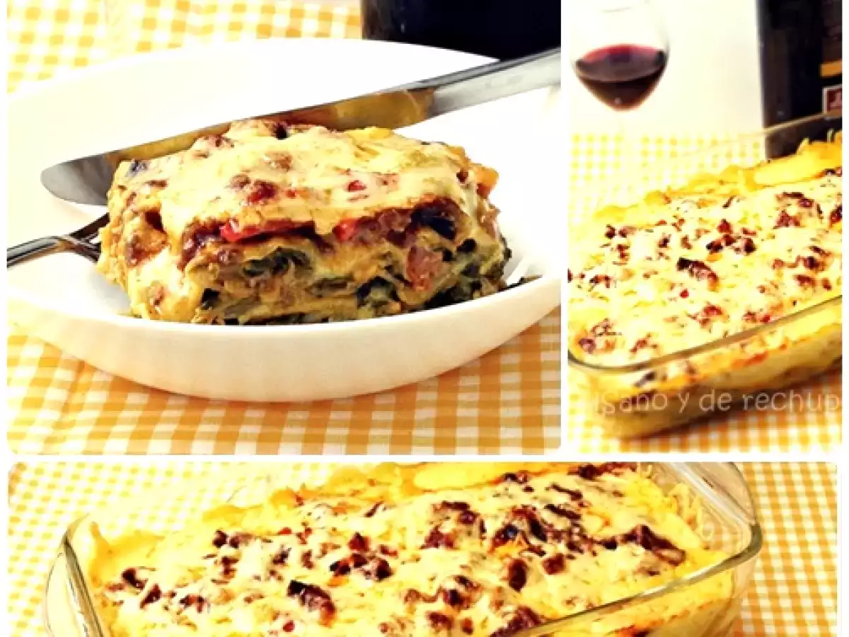 Lasaña de acelgas con chorizo (pasta fresca) - foto 3