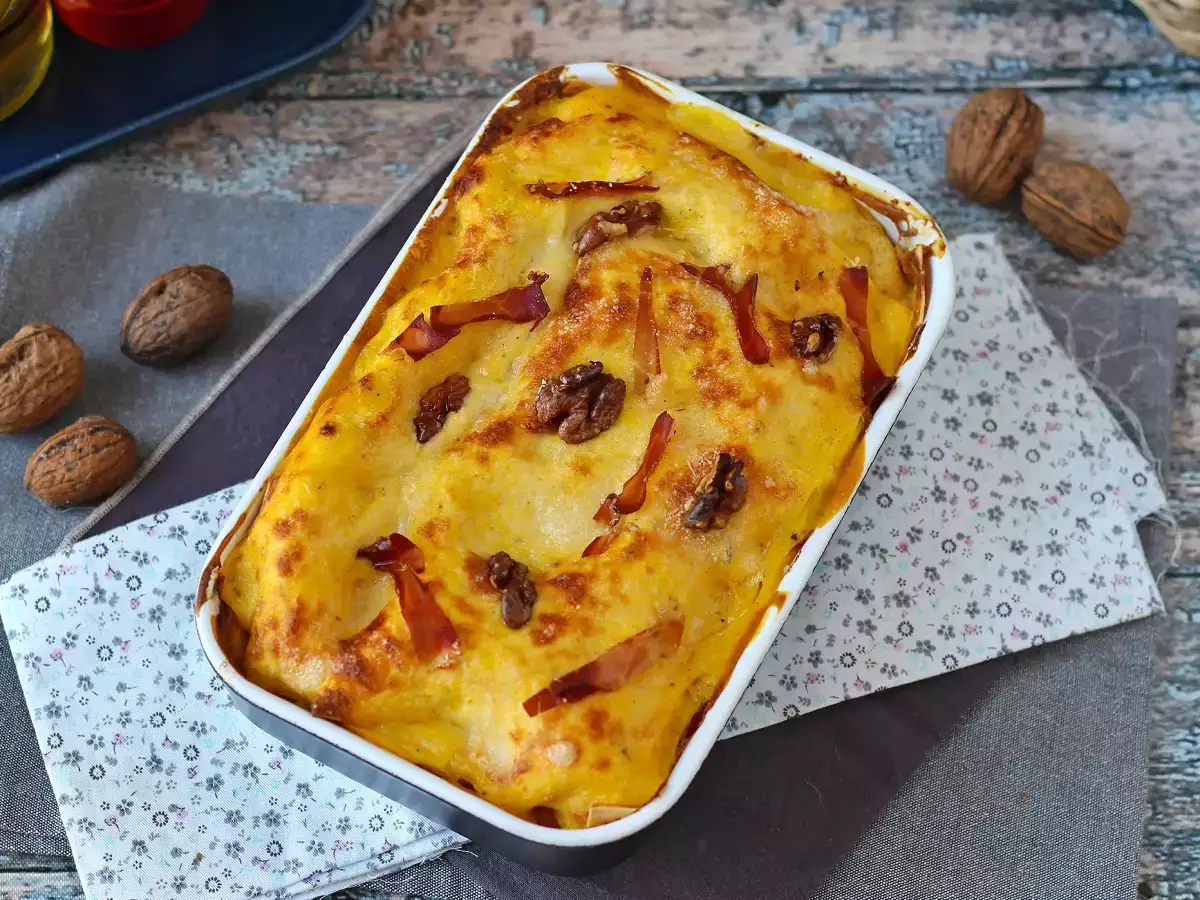 Lasaña de calabaza, speck y nueces: cremosa y con un punto crujiente - foto 3