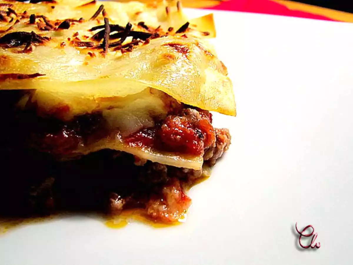 Lasaña de carne picante