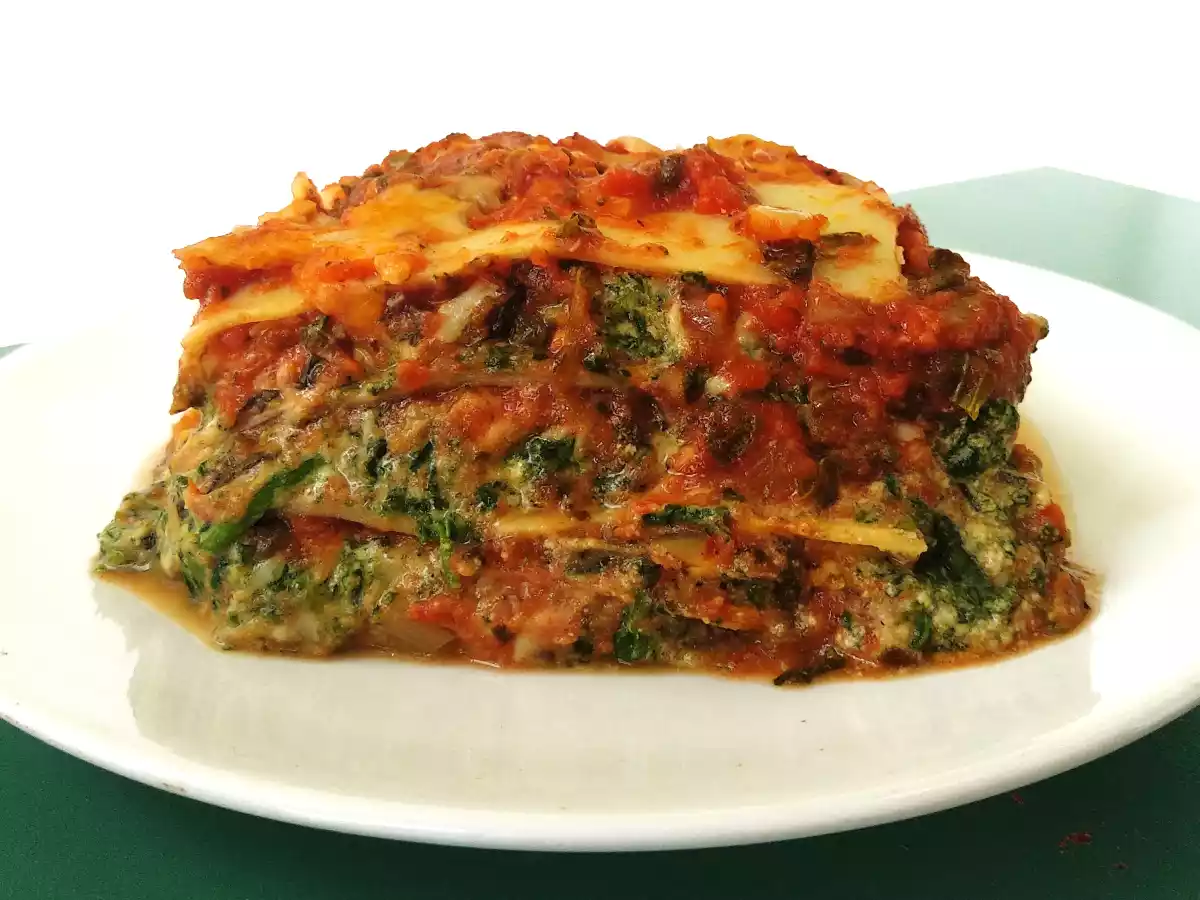 Lasaña de espinacas, con un potente sabor a espinaca
