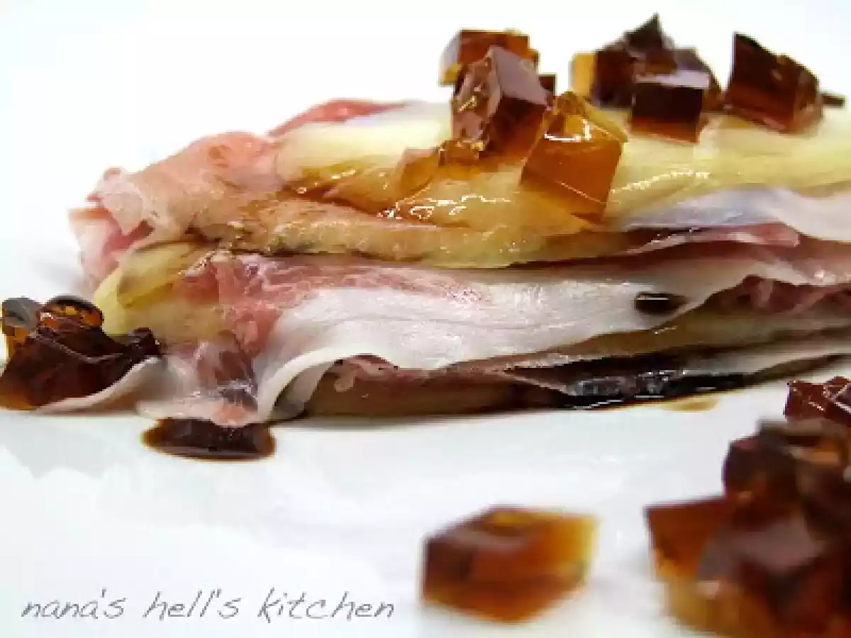 Lasaña de ibérico y mango thai con gelatina de Pedro Ximénez en FussionCook