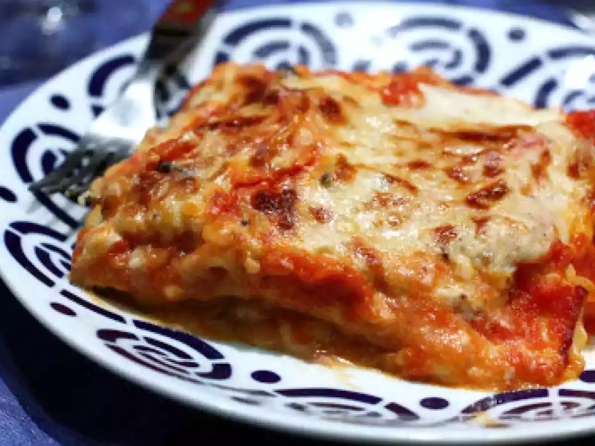 Lasaña de jamón y queso