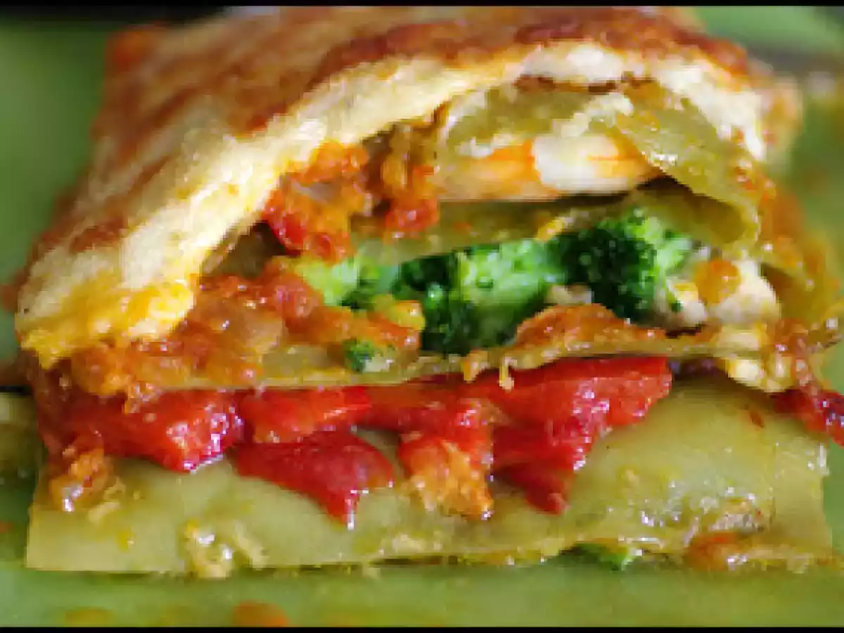 Lasaña de lubina, langostinos y verduritas