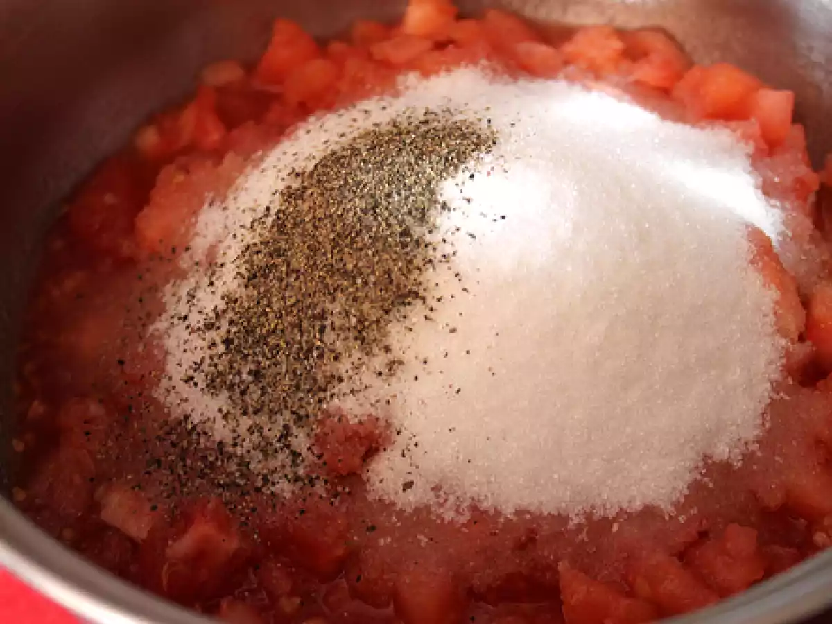 Lasaña de morcilla y tomate confitado. Paso a paso. - foto 3
