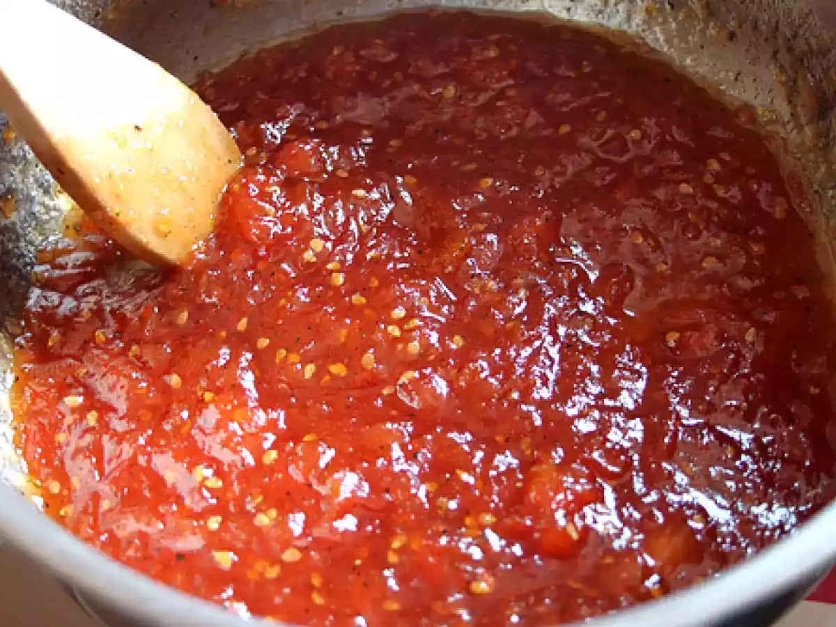 Lasaña de morcilla y tomate confitado. Paso a paso. - foto 6