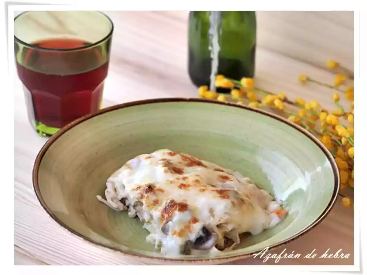 Lasaña de pollo asado con verduras