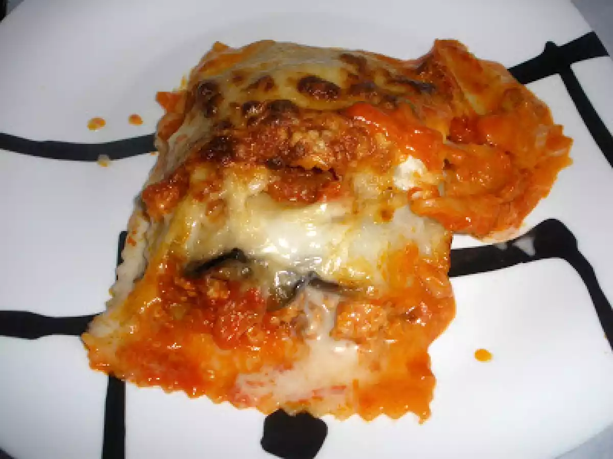 Lasaña de pollo y berenjena