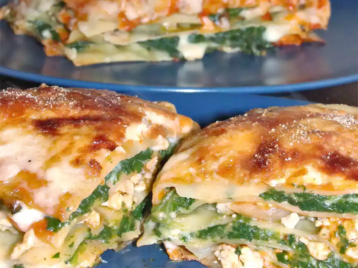 Lasaña de pollo y espinacas
