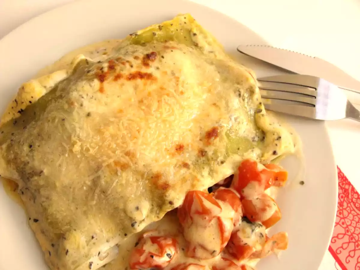 Lasaña de tomates cherry