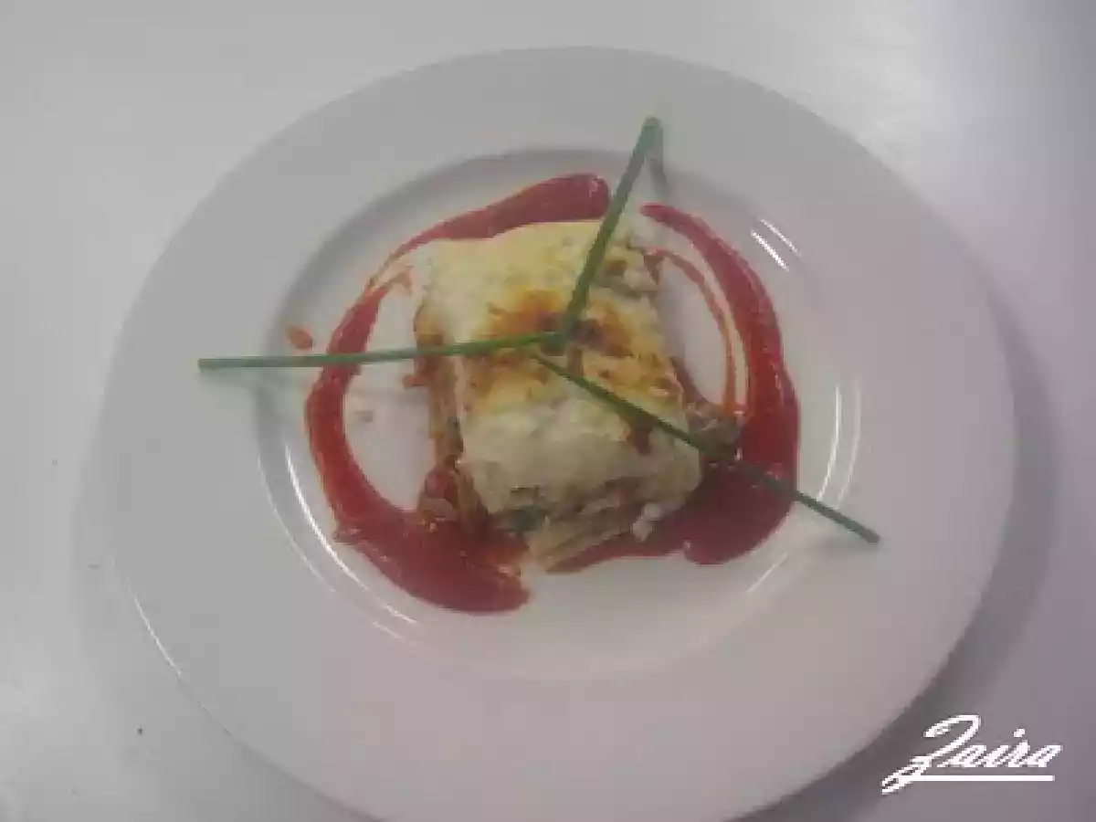 Lasaña de verduras y jamón