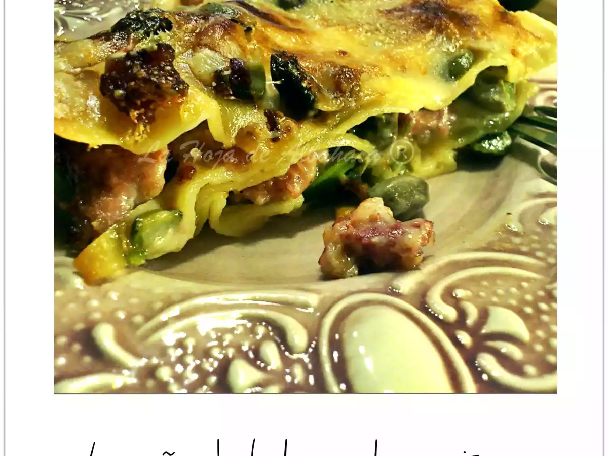 Lasañas de habas y longaniza - foto 3