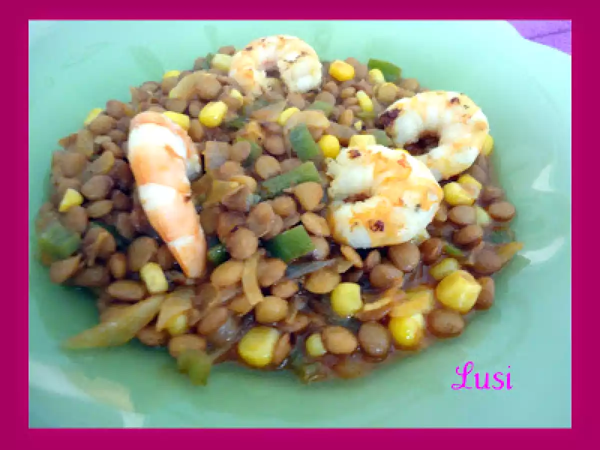 Lentejas con langostinos - foto 2