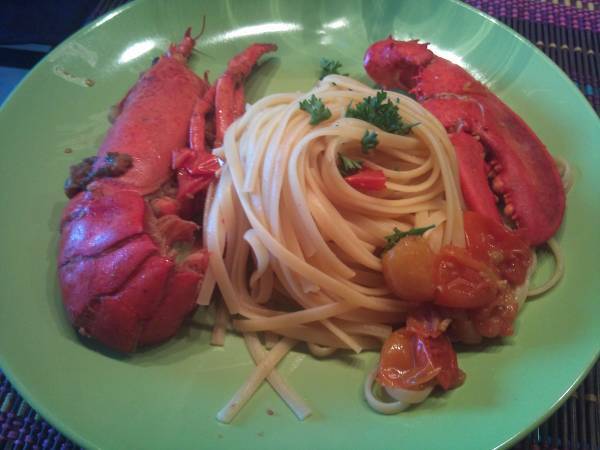 Linguine allastice  Tallarines (Espaguetis) con bogavante