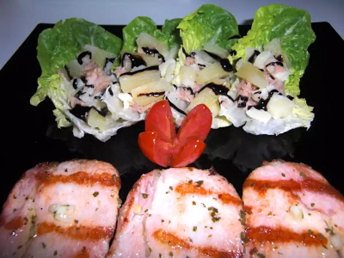 Lomo adobado al ajillo con cogollos rellenos - foto 2