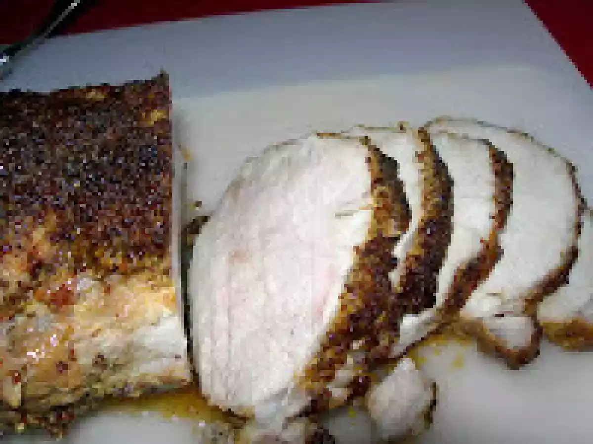 Lomo con costra de azúcar y mostaza. Paso a paso