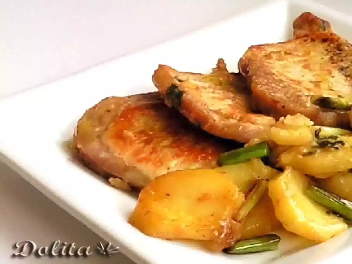 Lomo con patatas al ajo cabañil