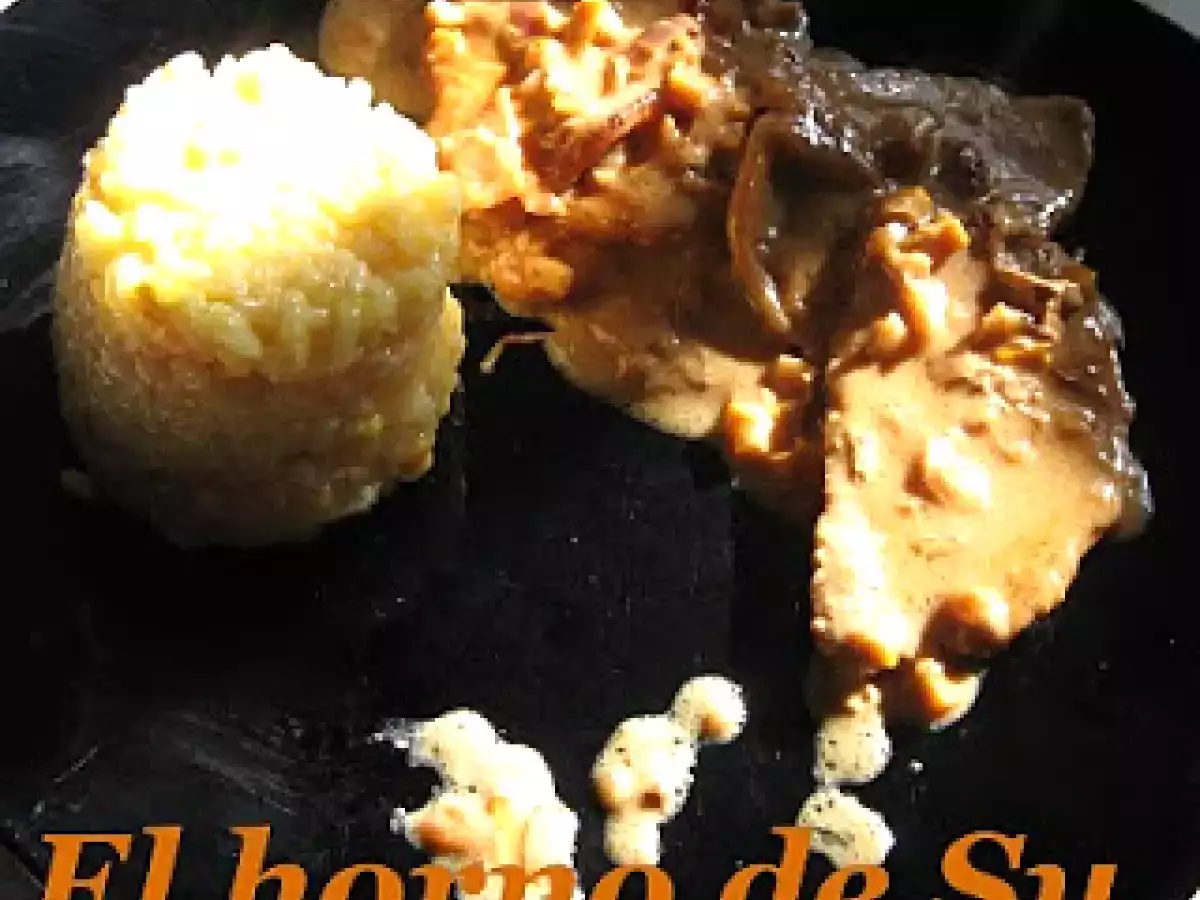 Lomo de cerdo a la turinesa con arroz cremoso a la naranja