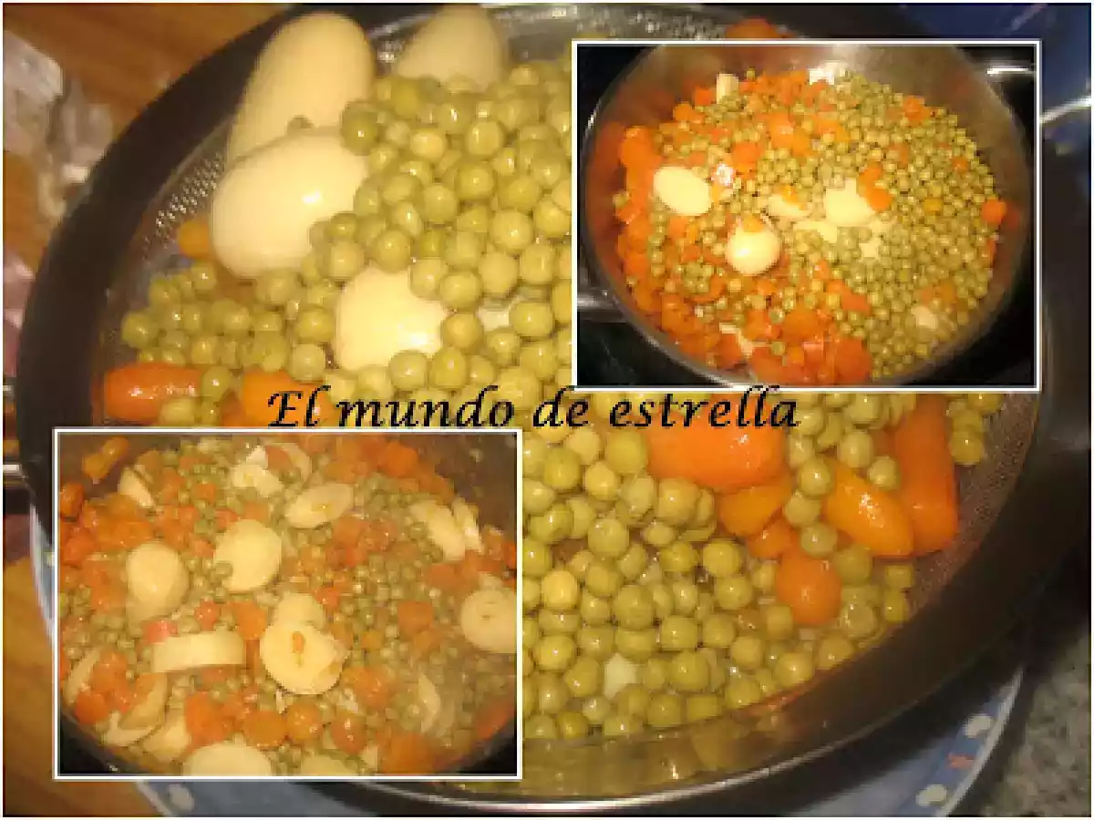 Lomo de cerdo relleno con guarnición de guisantes